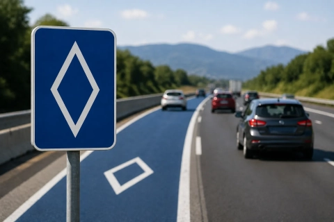 Záhadný diamant na modré tabulce: Co znamená nová evropská značka a proč vás může v zahraničí stát 3 300 Kč